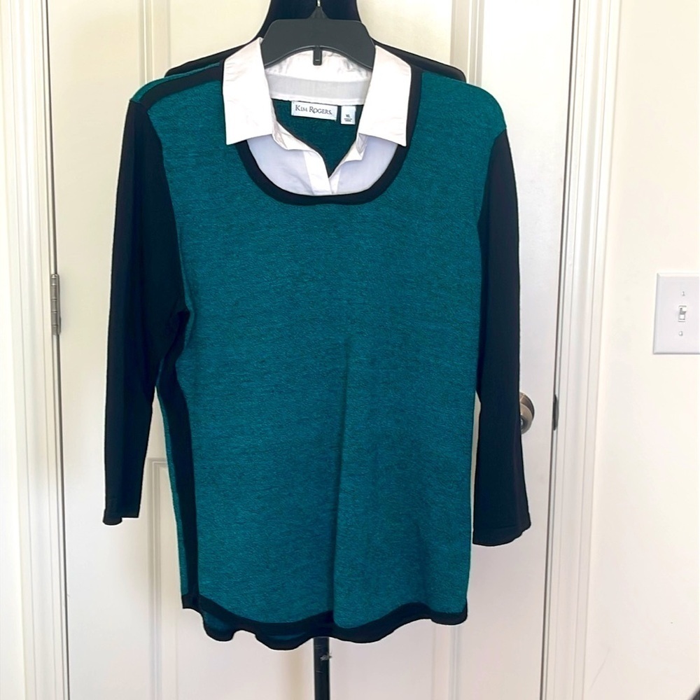 Kim Rogers Pullover Sweater w/Collar Size XL